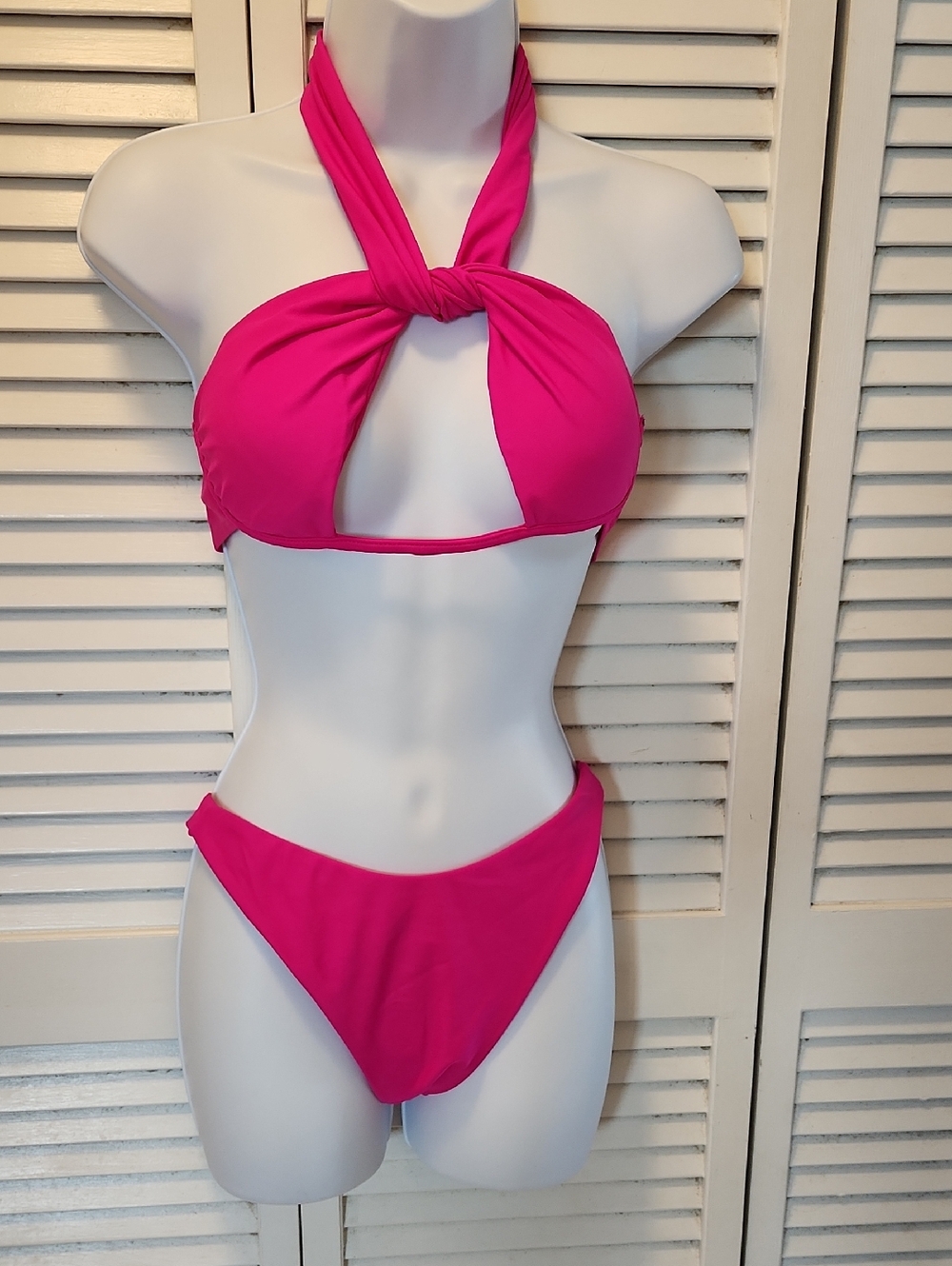 Source Unknown Hot Pink Twist Halter Bikini